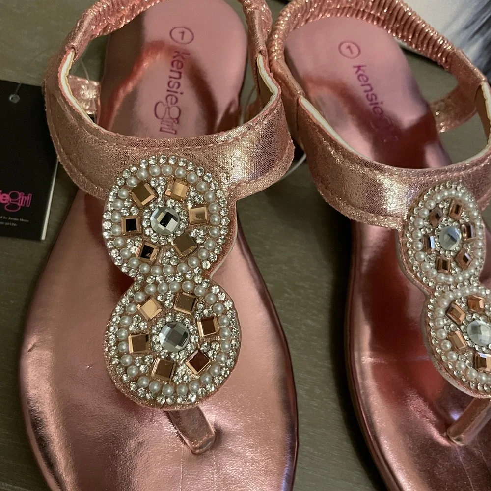 NWT Kensie Girl Sandal Size 1 Pink Shine - Picture 11 of 14